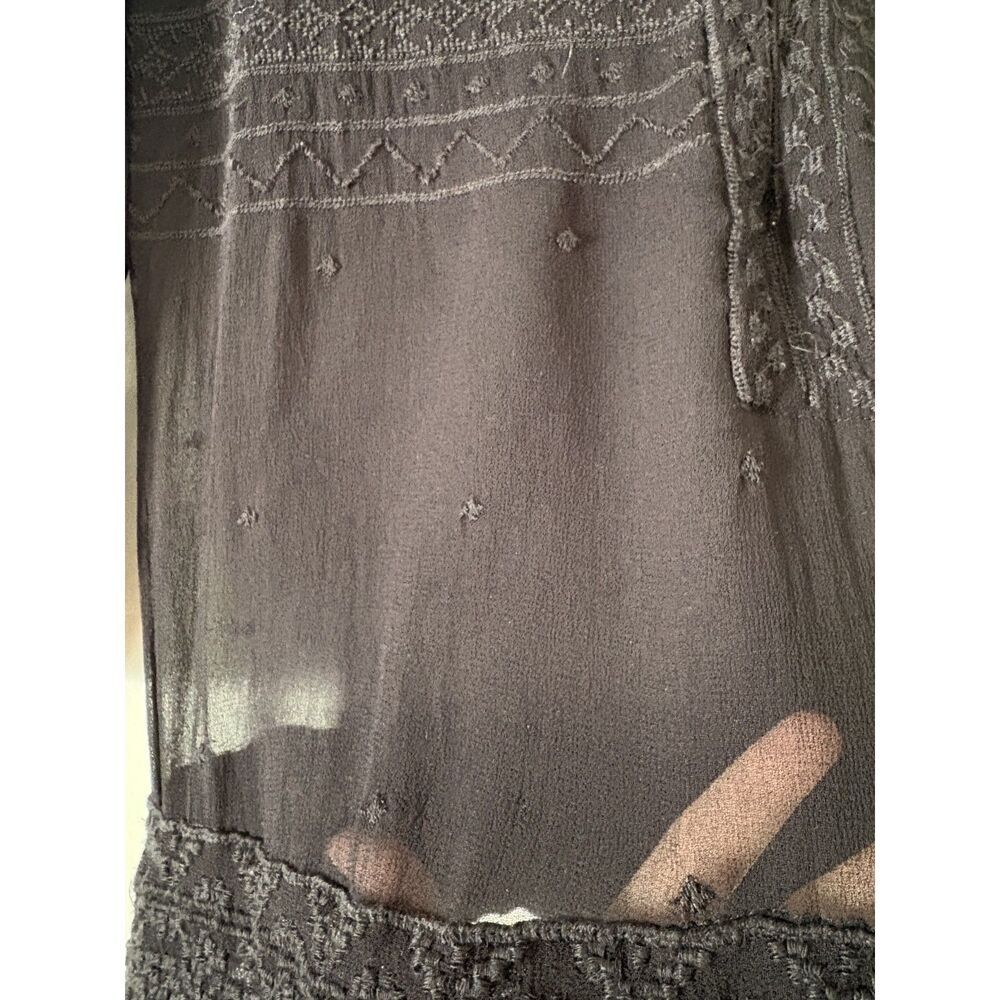 Love Sam Black Sheer Embroidered Blouse Deep V-Neck Boho Romantic Whimsigoth S - Picture 5 of 9